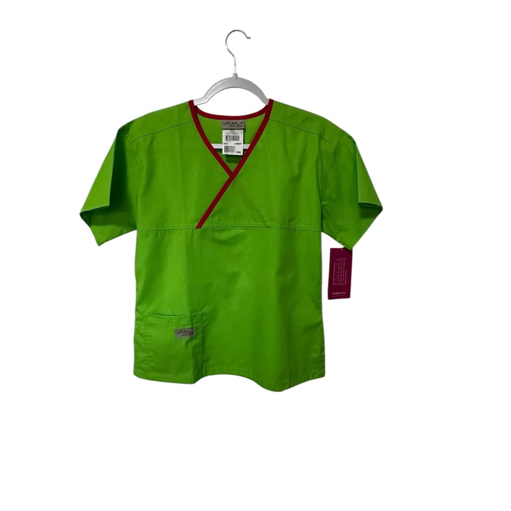 Urban Scrubs Mock Wrap Scrub Top Contrast Trim‎ Medical Apparel Small
